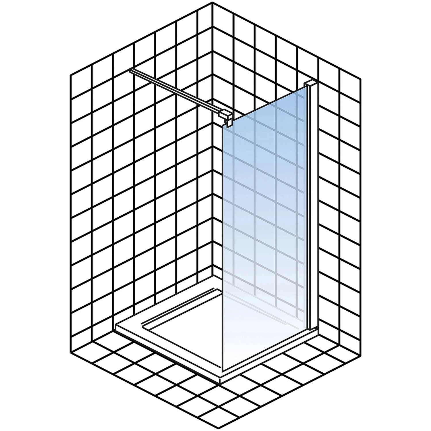 Schulte Walk In Dusche Alexa Style 2.0 mit schwarzem Rahmen, 200x140 cm.