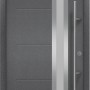 EcoStar Haustür Isopro IP 780S, 110x210 cm, Anthrazit-Metallic, Rechtsanschlag mit Glaseinsatz und Edelstahlgriff.
