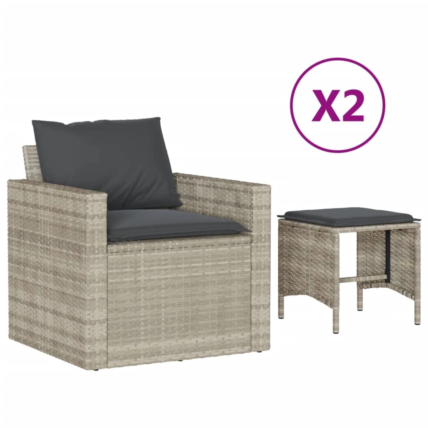 vidaXL 4-Tlg Garten-Sofagarnitur mit Kissen Hellgrau Poly Rattan 366364 günstig online kaufen