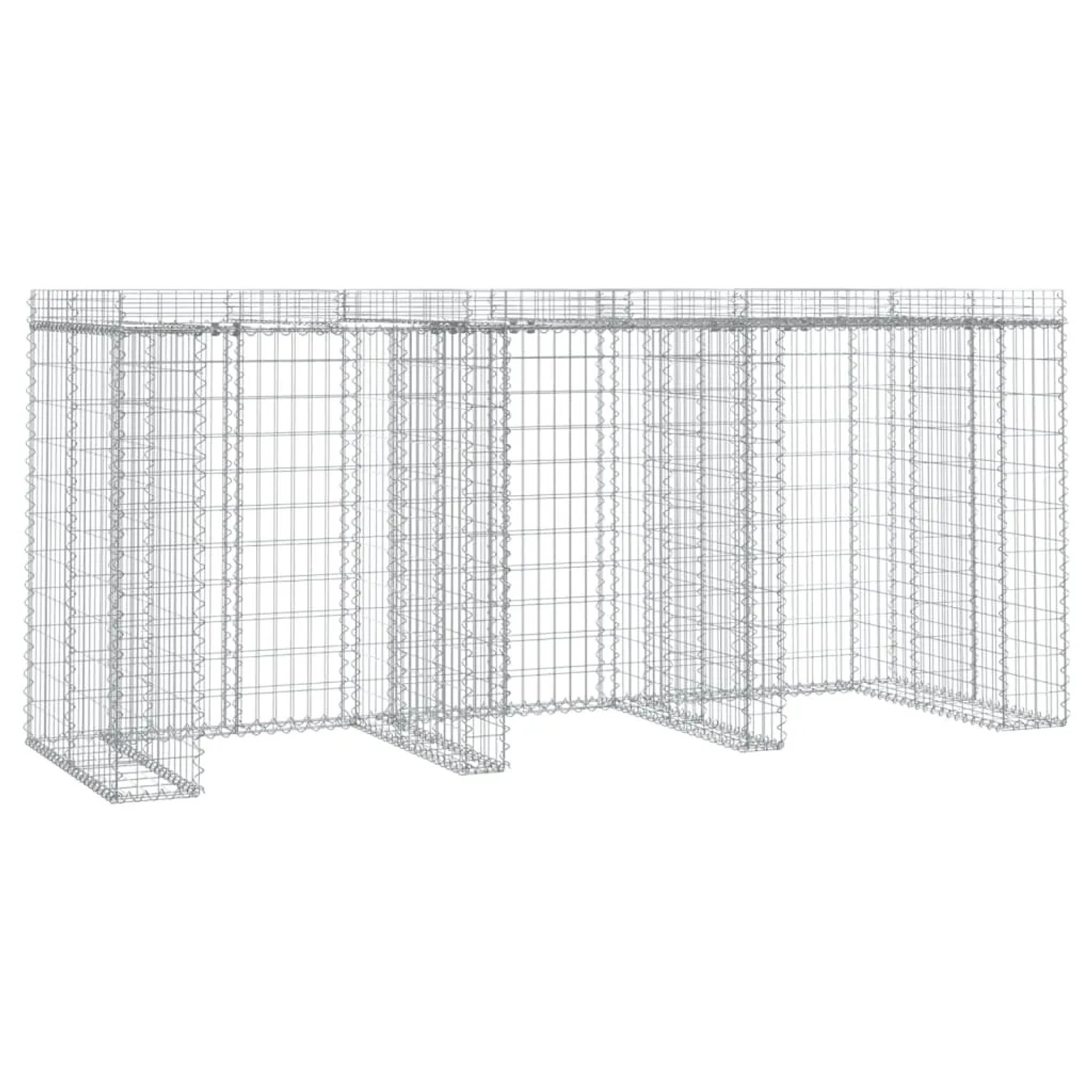 vidaXL Gabionen-Mülltonnenbox 270x91x120 cm Verzinktes Eisen