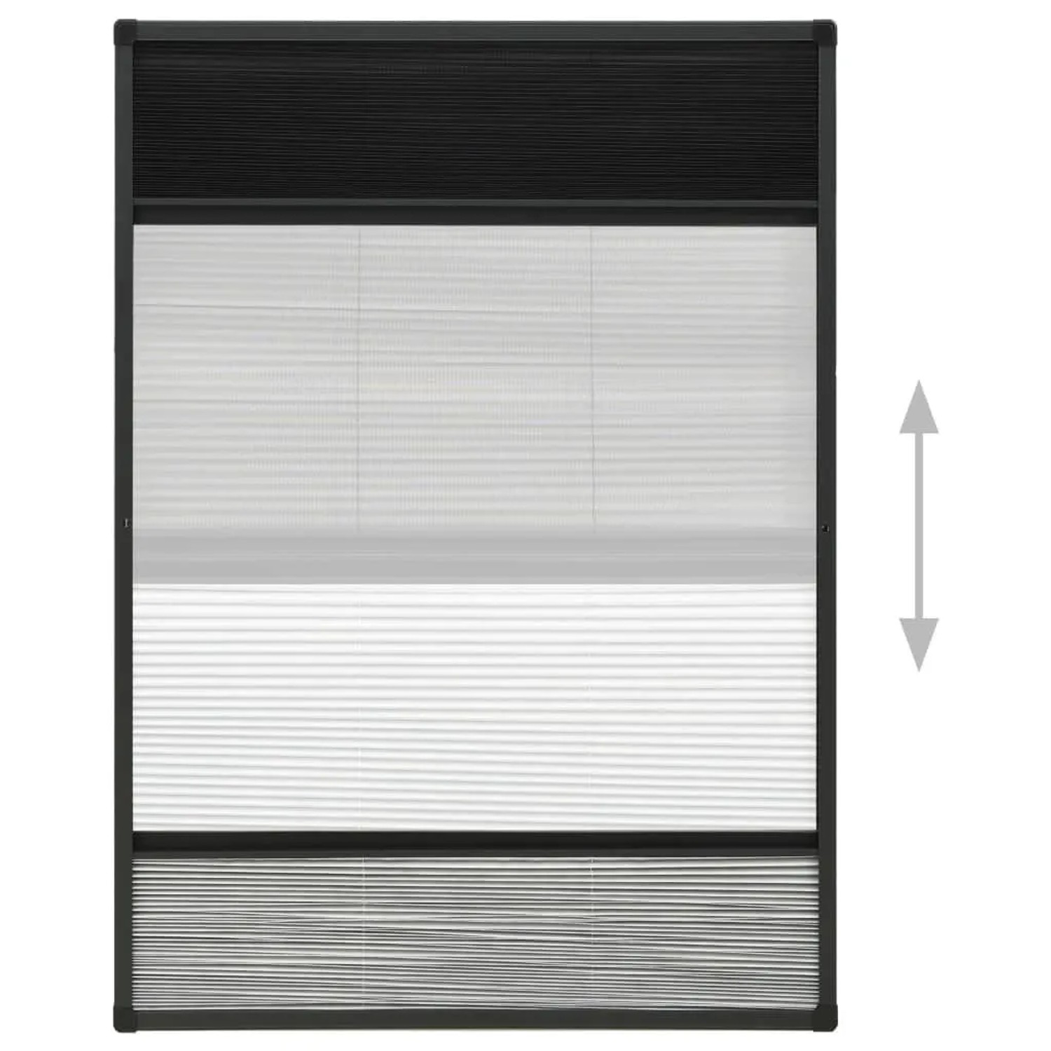 vidaXL Insektenschutz-Plissee für Fenster, anthrazitfarbener Alurahmen, 80x120 cm mit Jalousie.