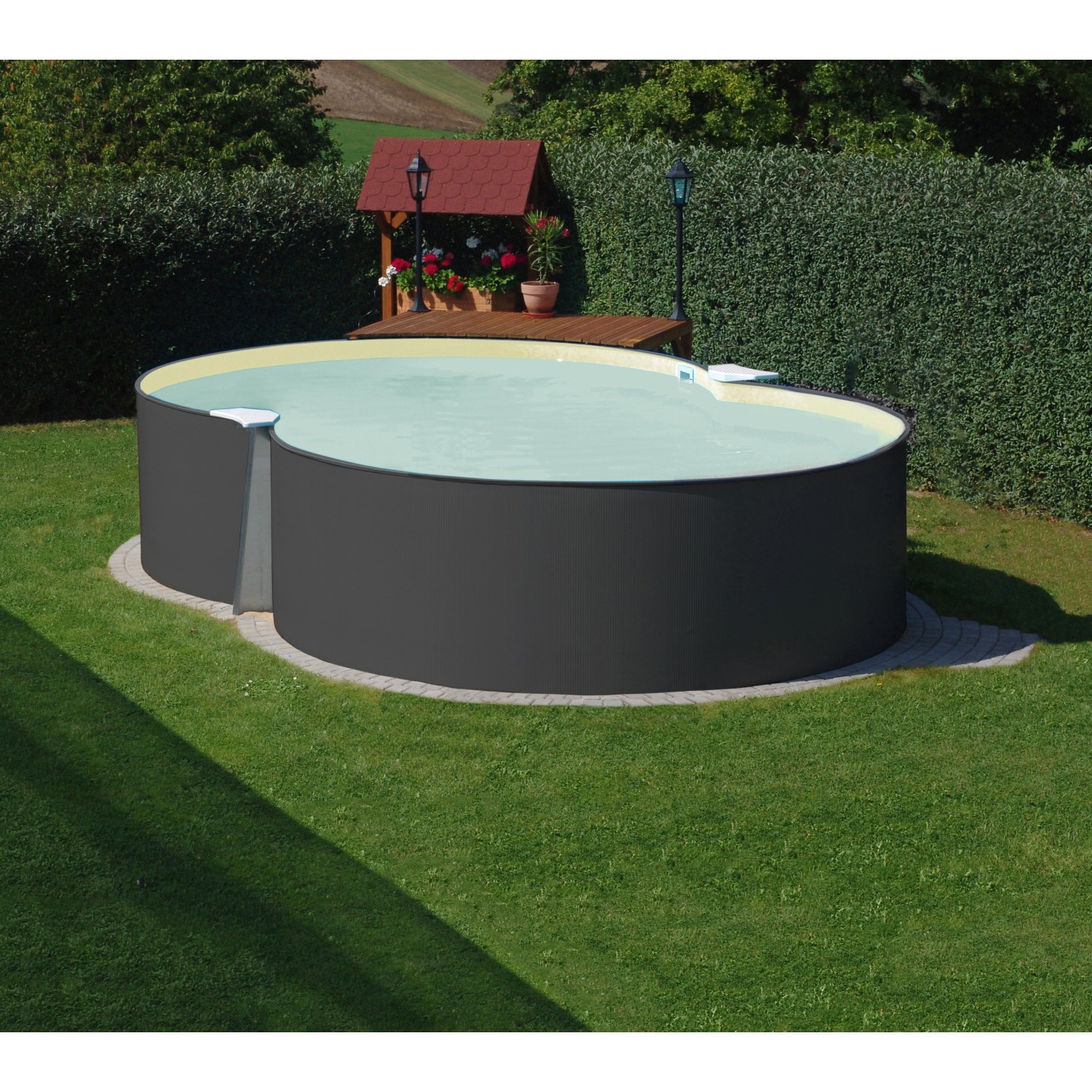 Summer Fun Achtformbecken Anthrazit 540 cm x 350 cm x 120 cm