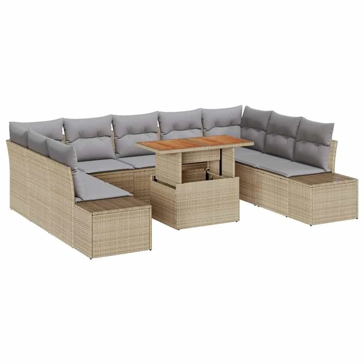 vidaXL Garten Essgruppe mit Kissen 10-Tlg Beige und Grau 3350007 günstig online kaufen