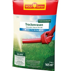 Wolf-Garten Trockenrasen Mediterraneo, 5kg Packung für hitzebeständigen Rasen.