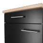 Respekta Unterschrank Merle, 50 cm, Schwarz, mit Schublade und Tür, Metallgriffe.