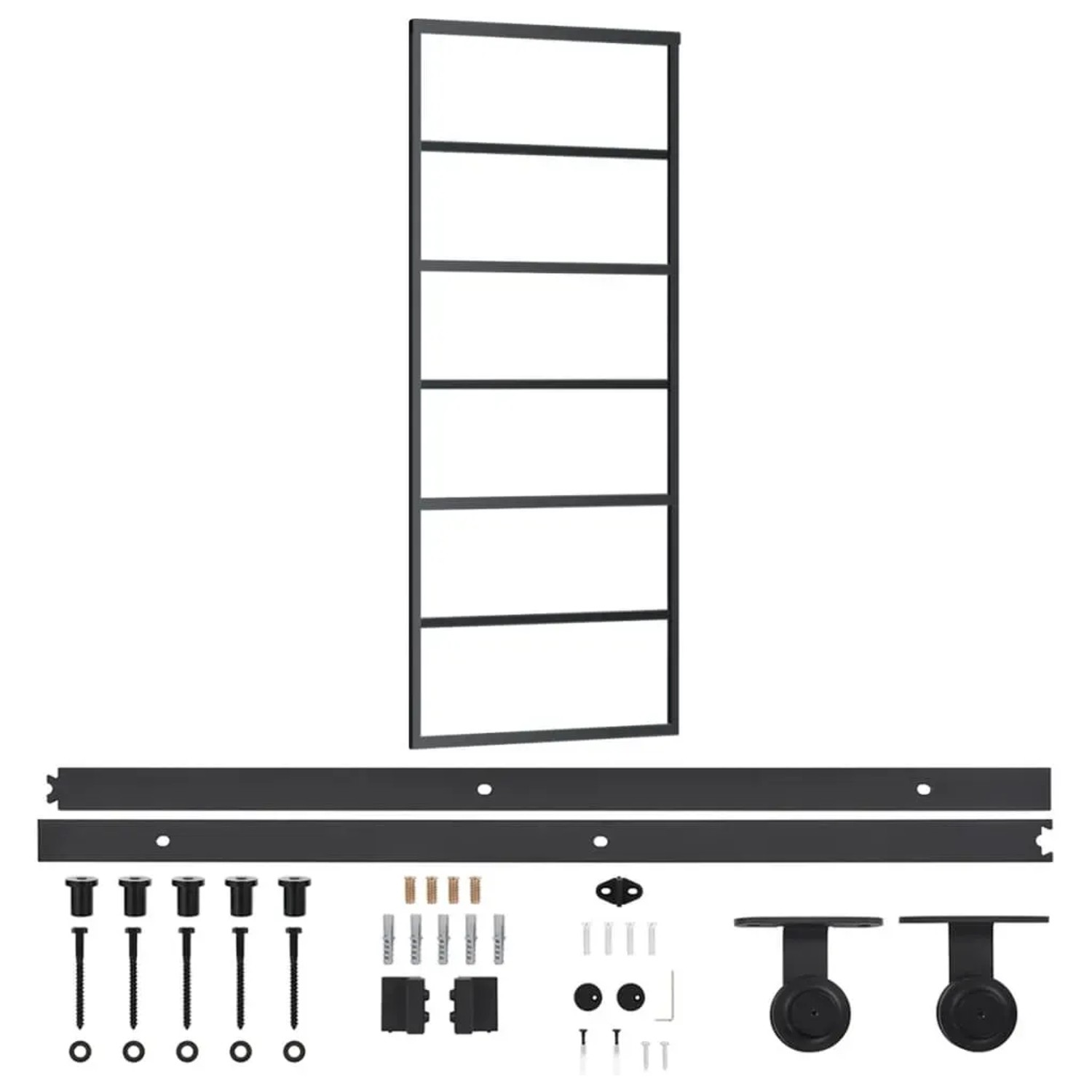vidaXL Schiebetür mit Beschlag ESG-Glas & Aluminium 76x205 cm 3081950