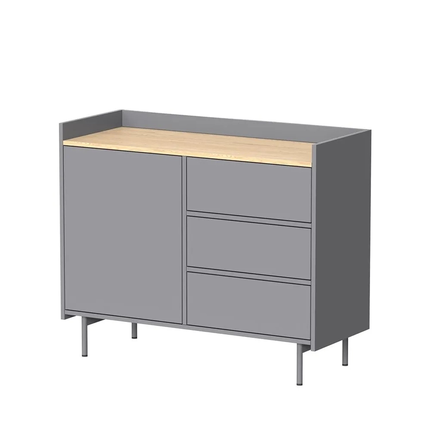 Vicco Kommode Velina Grau Eiche 100 x 82 mit 3 Schubladen und 1 Tür Art Nr 56415