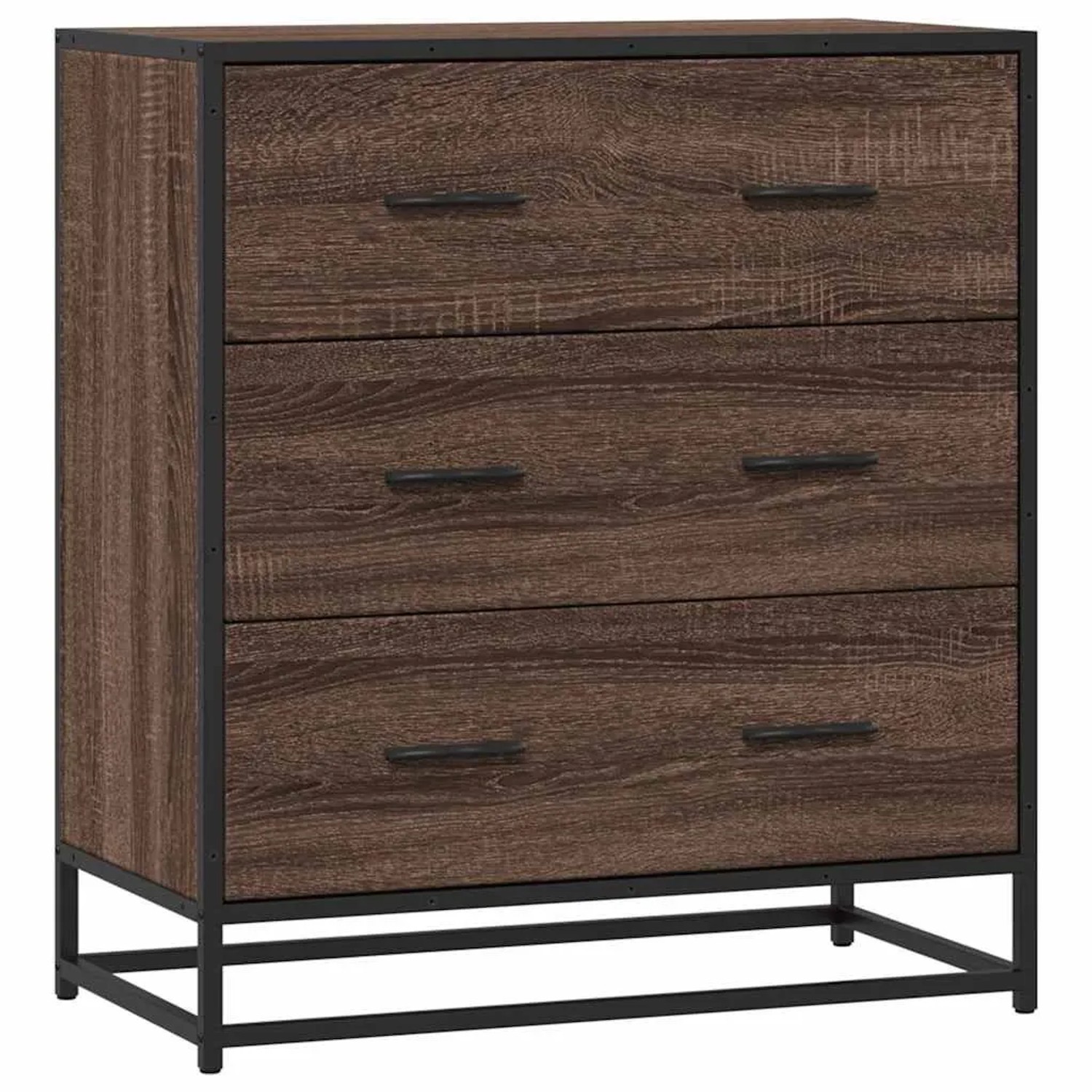 DELUKE Sideboard SOPI Für Wohnzimmer Braun Eichen-Optik 68x35x76cm Metall Kommode Flur Anrichte Mit Schubalden