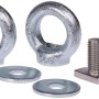 Set aus zwei Ringmuttern, Unterlegscheiben und T-Nuten Schrauben für Autoanhänger.