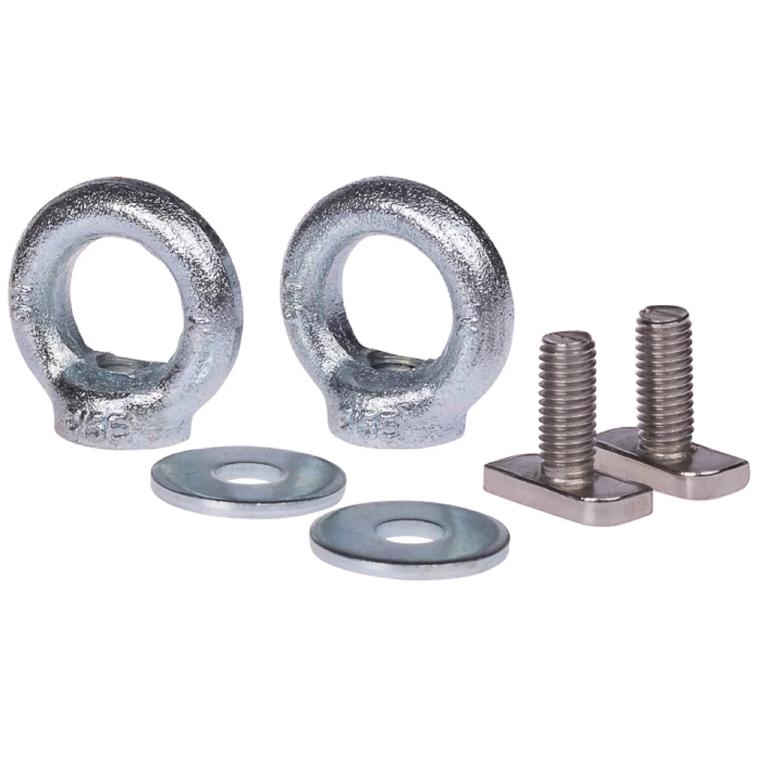 Set aus zwei Ringmuttern, Unterlegscheiben und T-Nuten Schrauben für Autoanhänger.