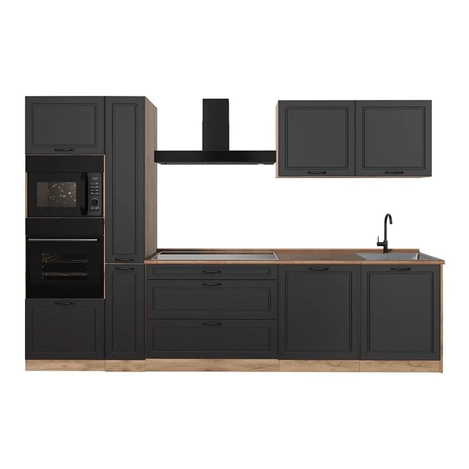 Vicco Küchenzeile R-Line Anthrazit Landhaus/Goldkraft Eiche 310 x 207 Arbeitsplatte Goldkraft Eiche Art Nr 67947