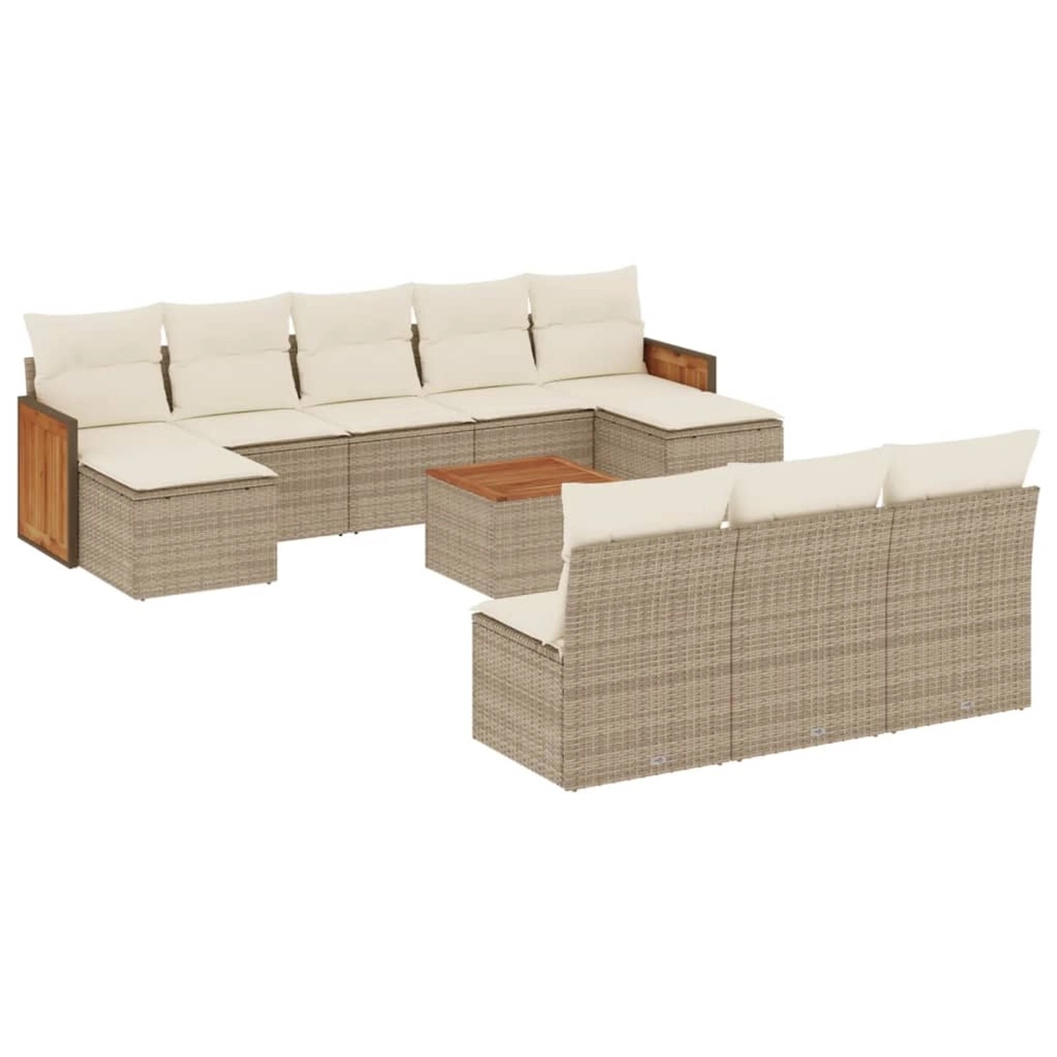 vidaXL 11-Tlg Garten-Sofagarnitur mit Kissen Beige Poly Rattan 3228074 günstig online kaufen