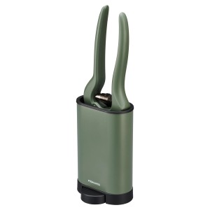 Fiskars Pflanzenschere Grün mit Halter. Gartenschere für Blumen und Pflanzen.