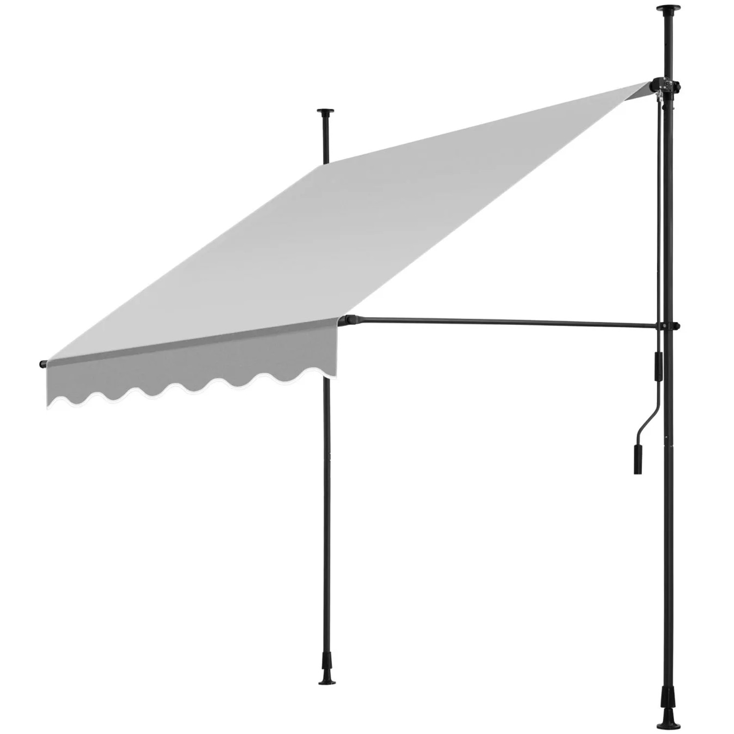 Tectake Klemmmarkise  Mit Handkurbel Uv Beständig 150 x 180 cm 180 x 150 x 304 cm Hellgrau