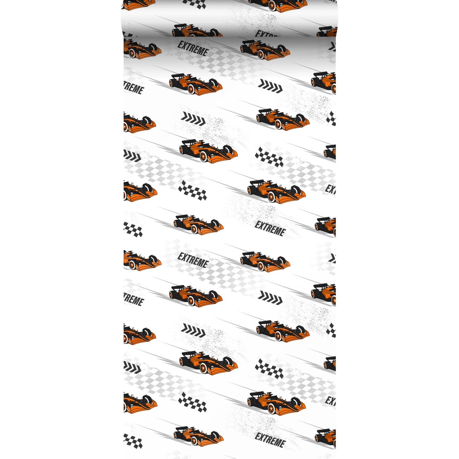 Sanders & Sanders Tapete Rennwagen Orange 50 x 900 cm günstig online kaufen