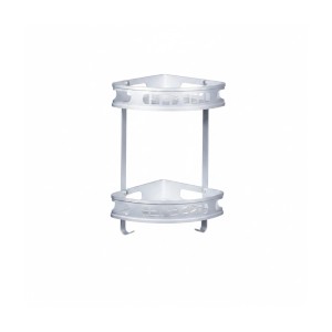 Relaxdays Badeckregal Aluminium Silber 2 Haken 39 cm x 30 cm x 23 cm 0,6 kg