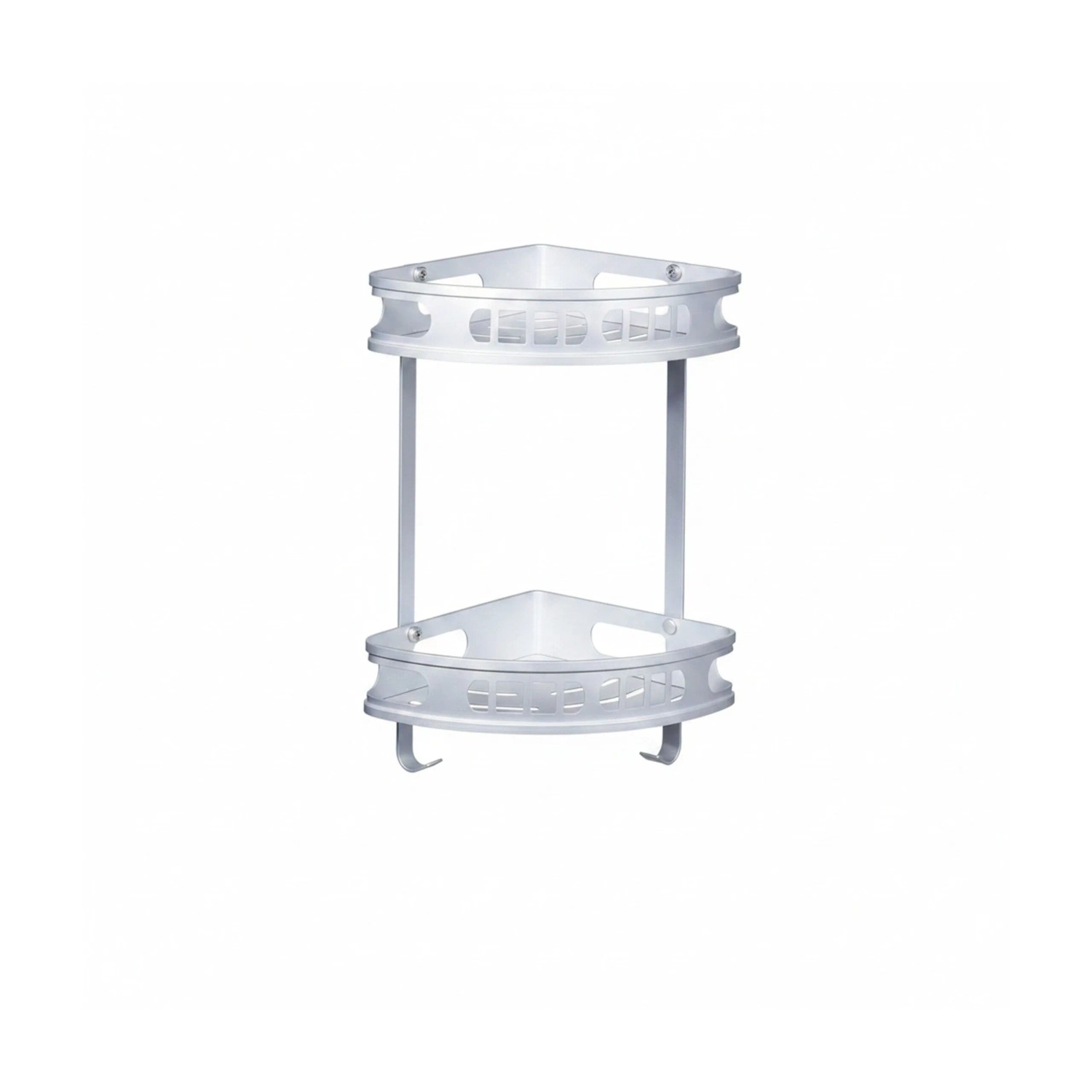 Relaxdays Badeckregal Aluminium Silber 2 Haken 39 cm x 30 cm x 23 cm 0,6 kg