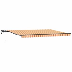 vidaXL Einziehbare Markise, gelb-orange gestreift, 500x300 cm, ideal für Terrasse & Balkon.
