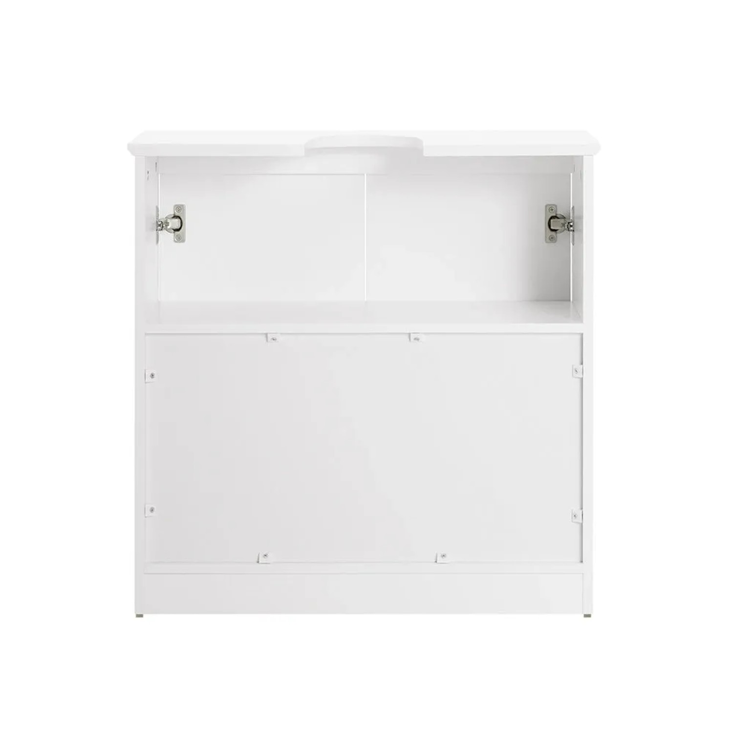 SoBuy Waschbeckenunterschrank BZR108-W, weißes Holz, 60 cm breit, mit zwei offenen Türen.