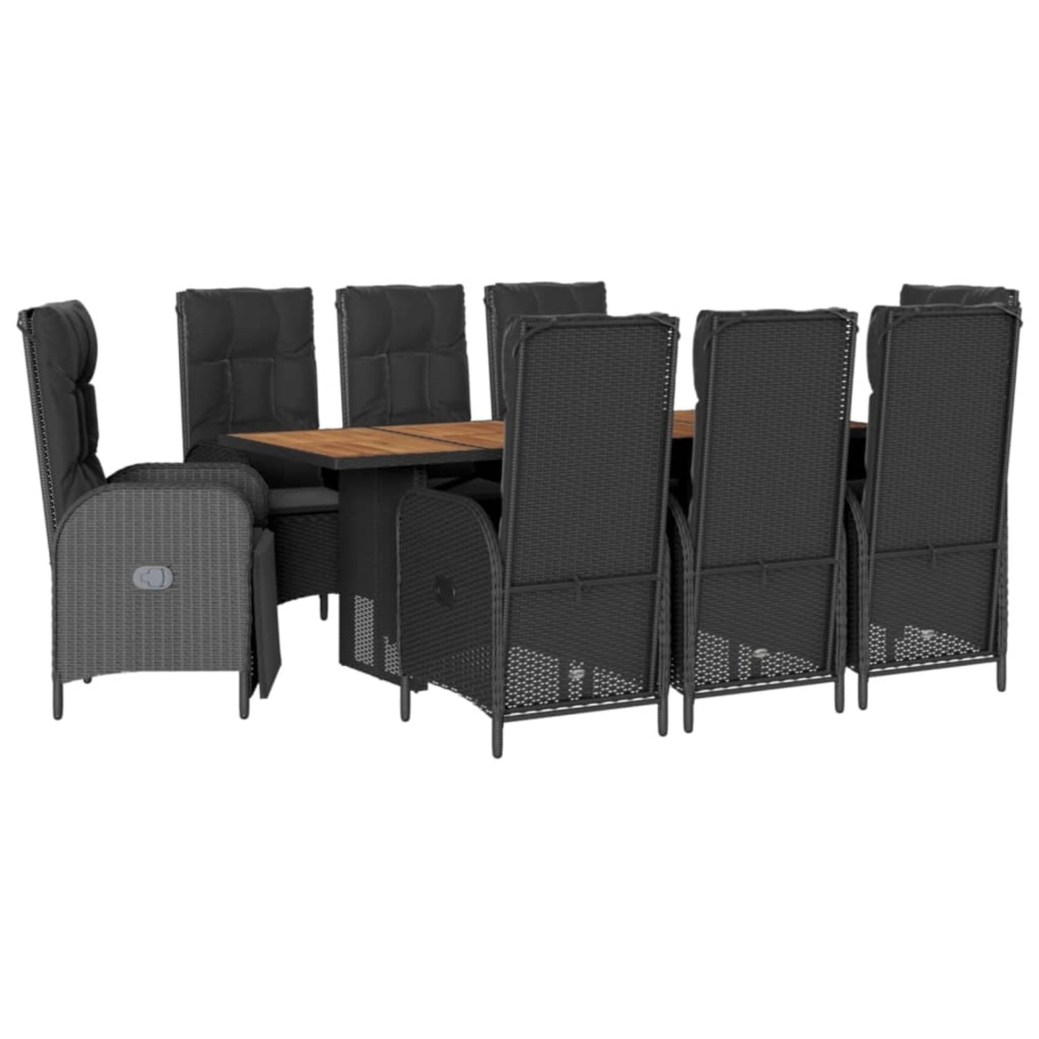 vidaXL 9-Tlg Garten-Essgruppe mit Kissen Schwarz Poly Rattan 3213516 günstig online kaufen