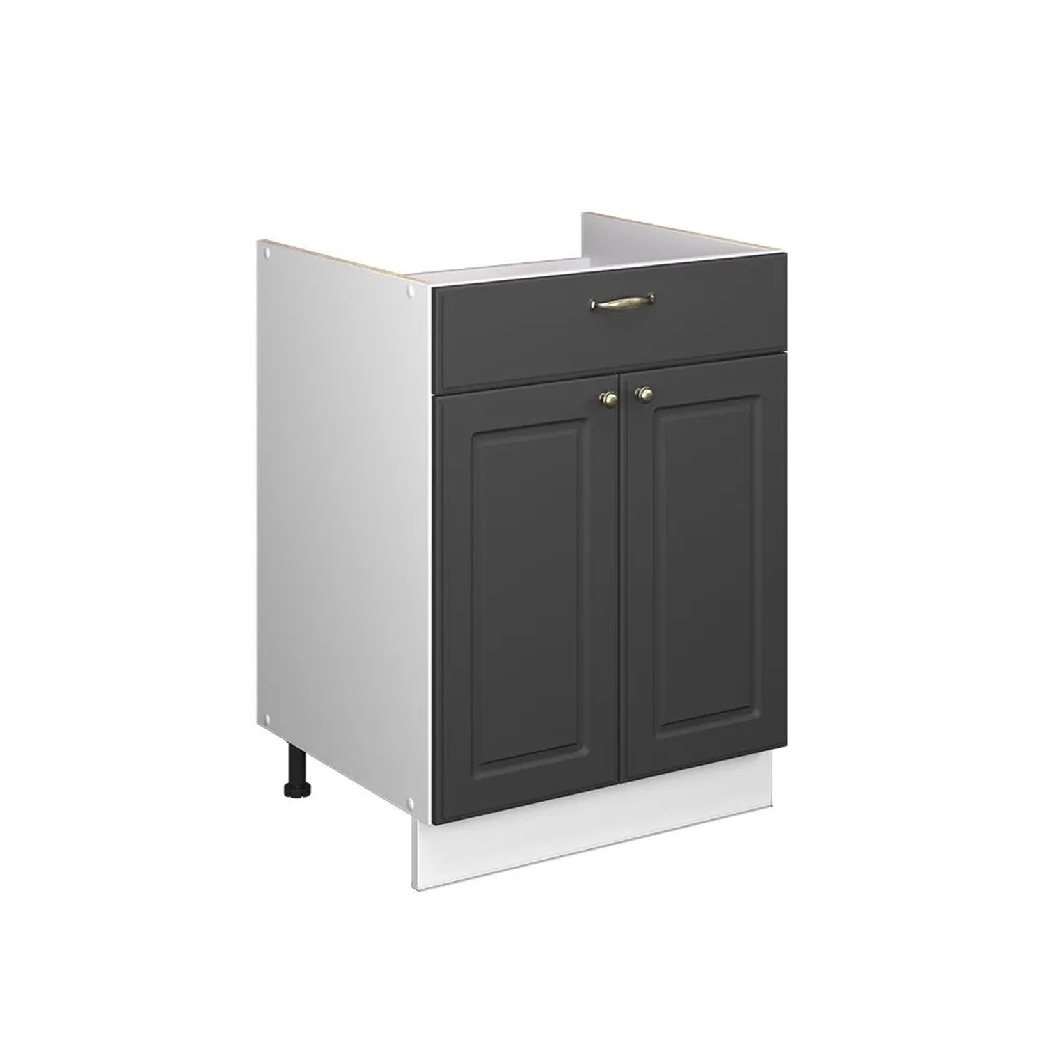 Vicco Unterschrank für Spüle/Kochfeld Fame-Line Anthrazit-Gold Landhaus/Weiß 60 x 82 mit Schublade ohne Arbeitsplatte Art Nr 60944