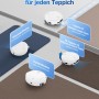 Ecovacs Deebot T80 Omni Saugroboter in Weiß auf verschiedenen Teppicharten.