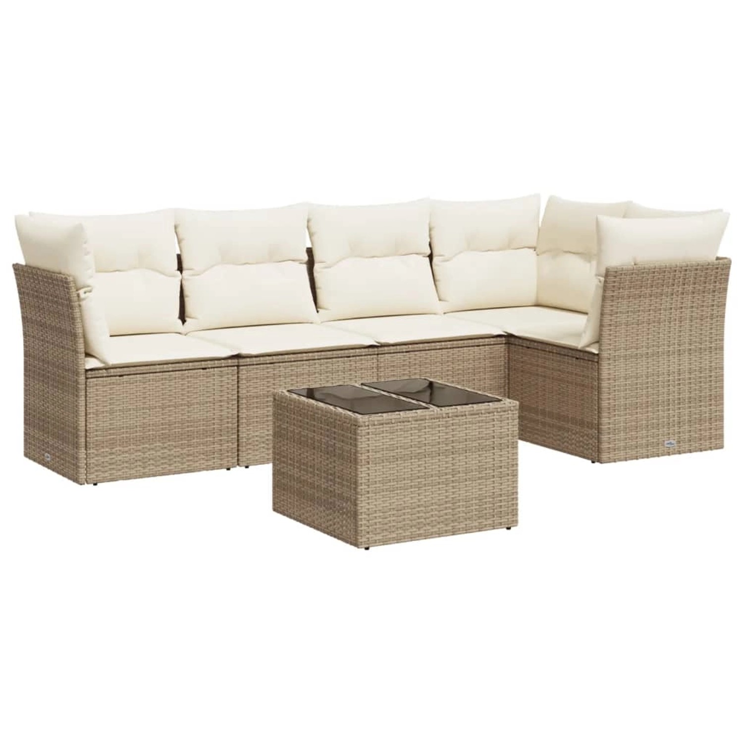 vidaXL 6-Tlg Garten-Sofagarnitur mit Kissen Beige Poly Rattan 3217608 günstig online kaufen