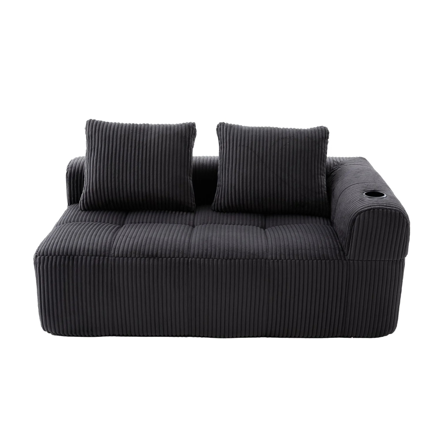 PXloue Sofa 2-Sitzer-Sofa Cord Liegesessel ohne Montage mit Getränkehalter und Seitentasche Grau