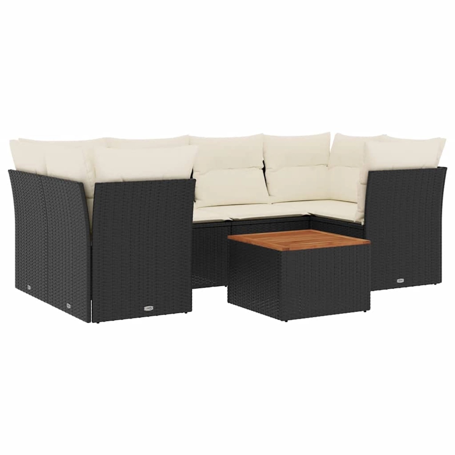 vidaXL 7-Tlg Garten-Sofagarnitur mit Kissen Schwarz Poly Rattan 3255825 günstig online kaufen