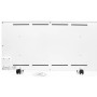 Weiße Ximax Infrarotheizung mobil mit Rollen, Thermostat, 50x100 cm, 750 Watt. Heizkörper Rückansicht.