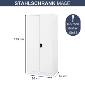 Weißer DELUKE Aktenschrank KADO mit 5 Ebenen, abschließbarer Metallschrank für Büro und Werkstatt.