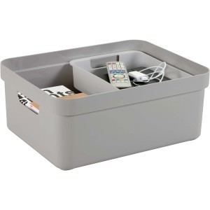 Graue Sunware Aufbewahrungsbox Sigma Home (24 l) mit Griffen, ideal zur Aufbewahrung verschiedener Gegenstände.