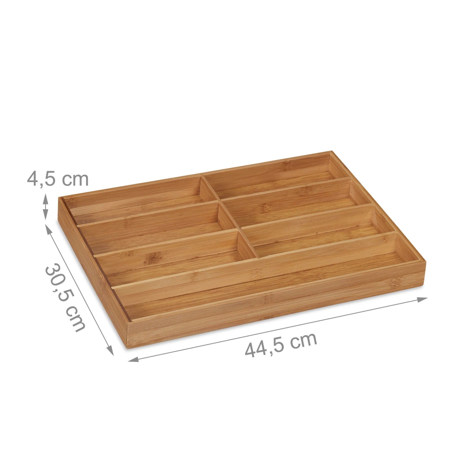 Relaxdays Besteckkasten Bambus Natur 7 Fächer 4,5 cm x 30,5 cm x 44,5 cm 800 g_2