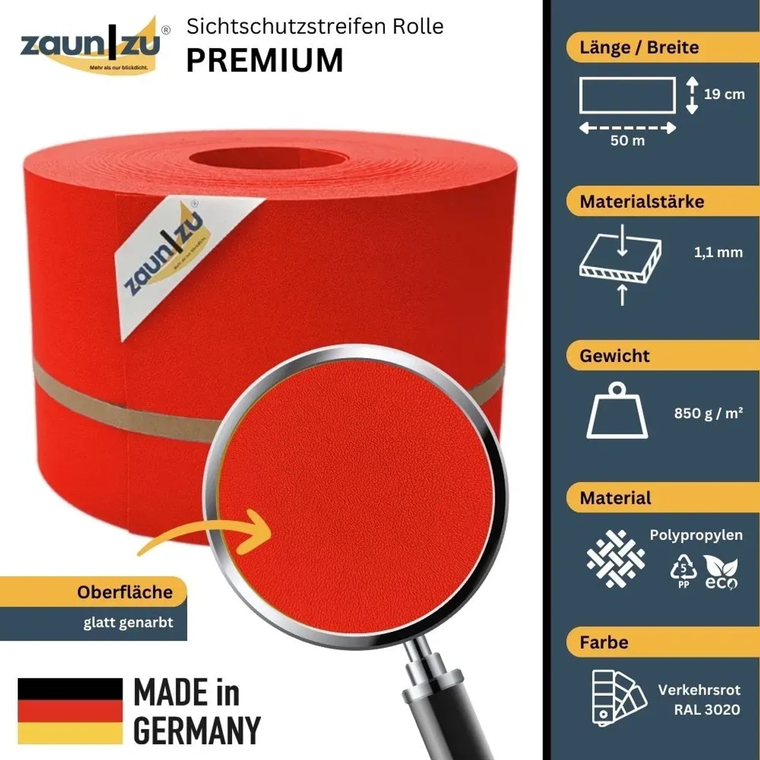 zaunzu Sichtschutzstreifen Doppelstabmattenzaun PP Rot 19 cm 50 m kaufen bei OBI