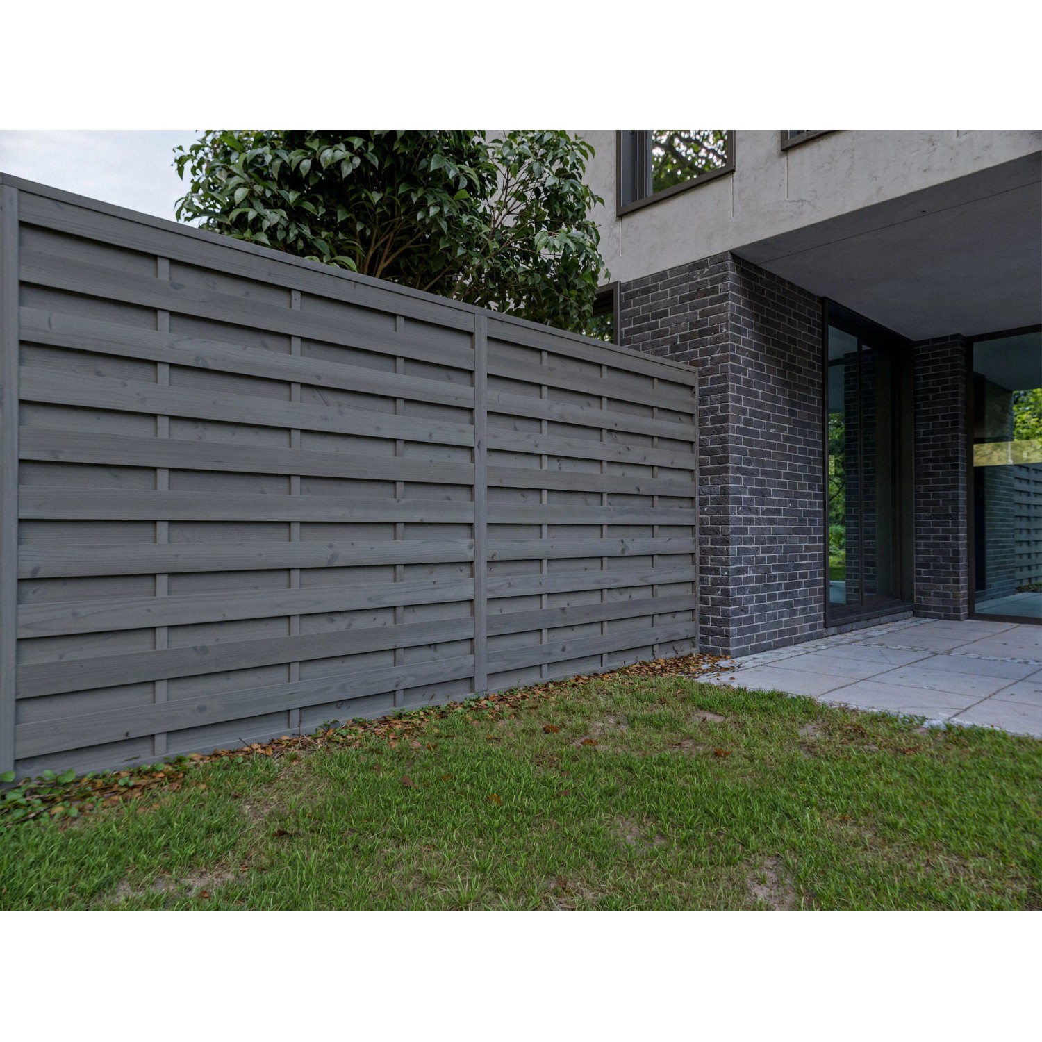Woodtex Sichtschutzzaun Kiefer Bretagne Grau