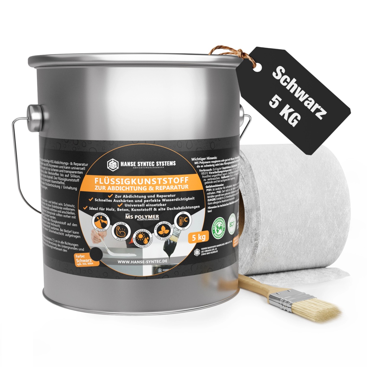 HSS Flüssigkunststoff Abdichtungs- und Reparatur-Set 5 kg Schwarz