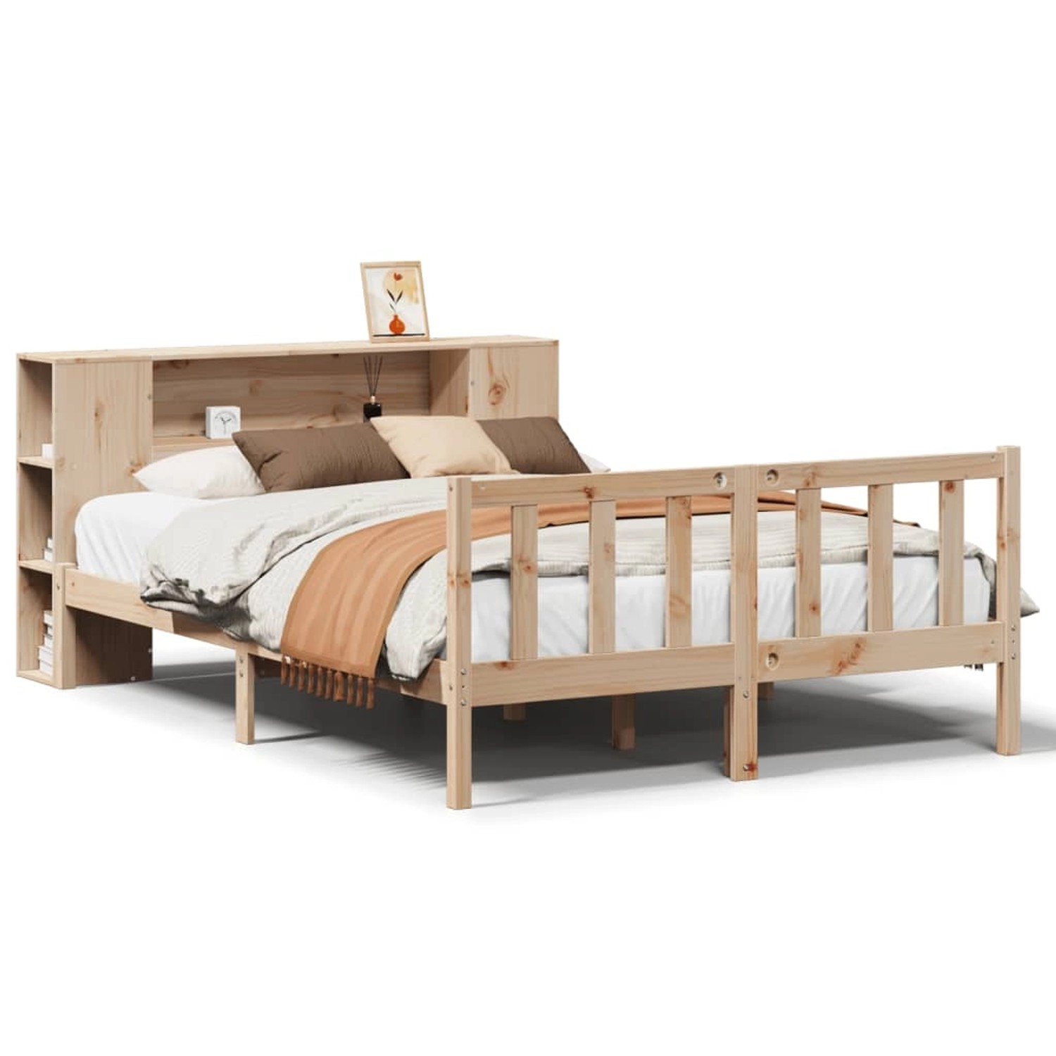 vidaXL Massivholzbett mit Regal ohne Matratze 120x190 cm Kiefer 3321649 günstig online kaufen
