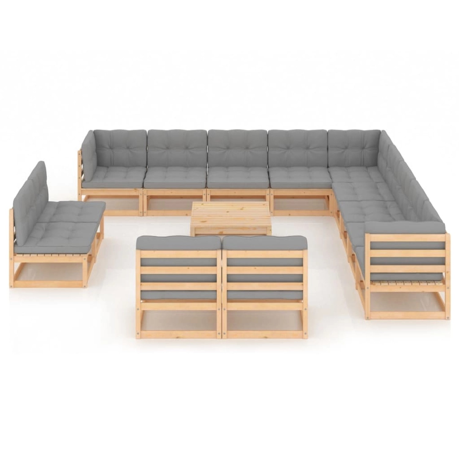 14-tlg. Garten-lounge-set Mit Kissen Massivholz Kiefer günstig online kaufen