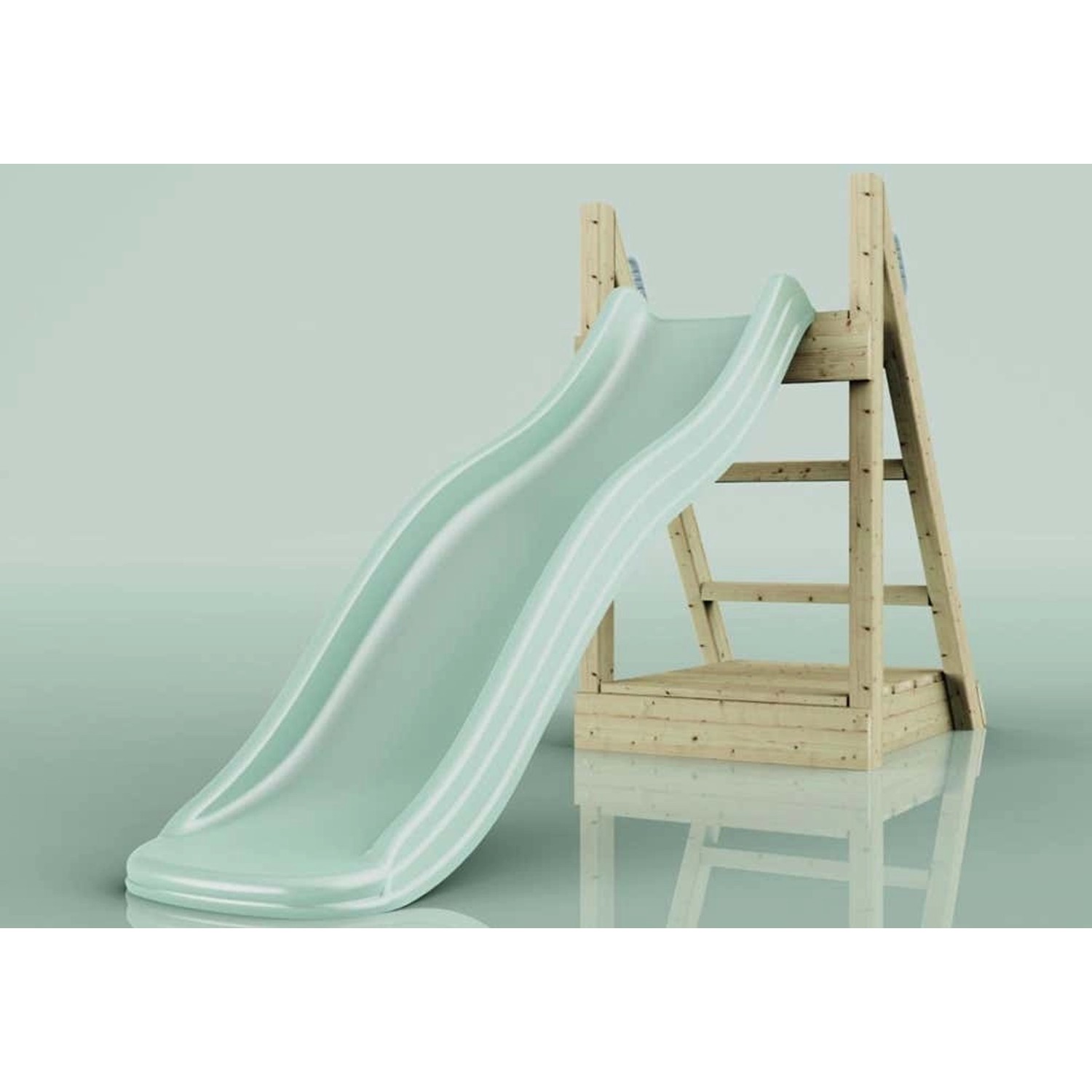 Mintgrüne OutdoorToys Rutsche Leopard, 175 cm, mit Holzgestell für Spieltürme & Spielanlagen.