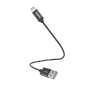 Schwarzes Hama Ladekabel, USB-A auf Lightning, 0,2 m, mit Nylon-Ummantelung.