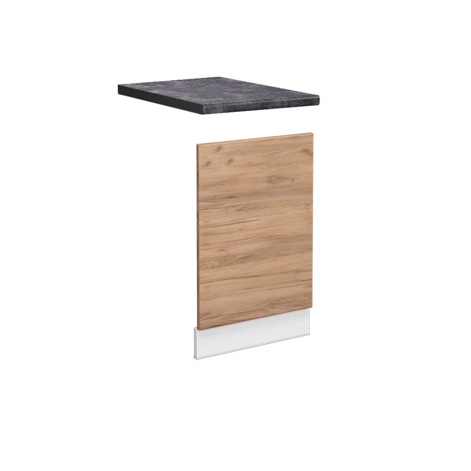 Vicco Frontblende Fame-Line Geschirrspüler Fronttür Goldkraft Eiche/Weiß 45 cm AP Anthrazit