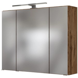 Held Möbel Spiegelschrank Verona 80 cm in Wotaneiche mit LED-Leuchte.