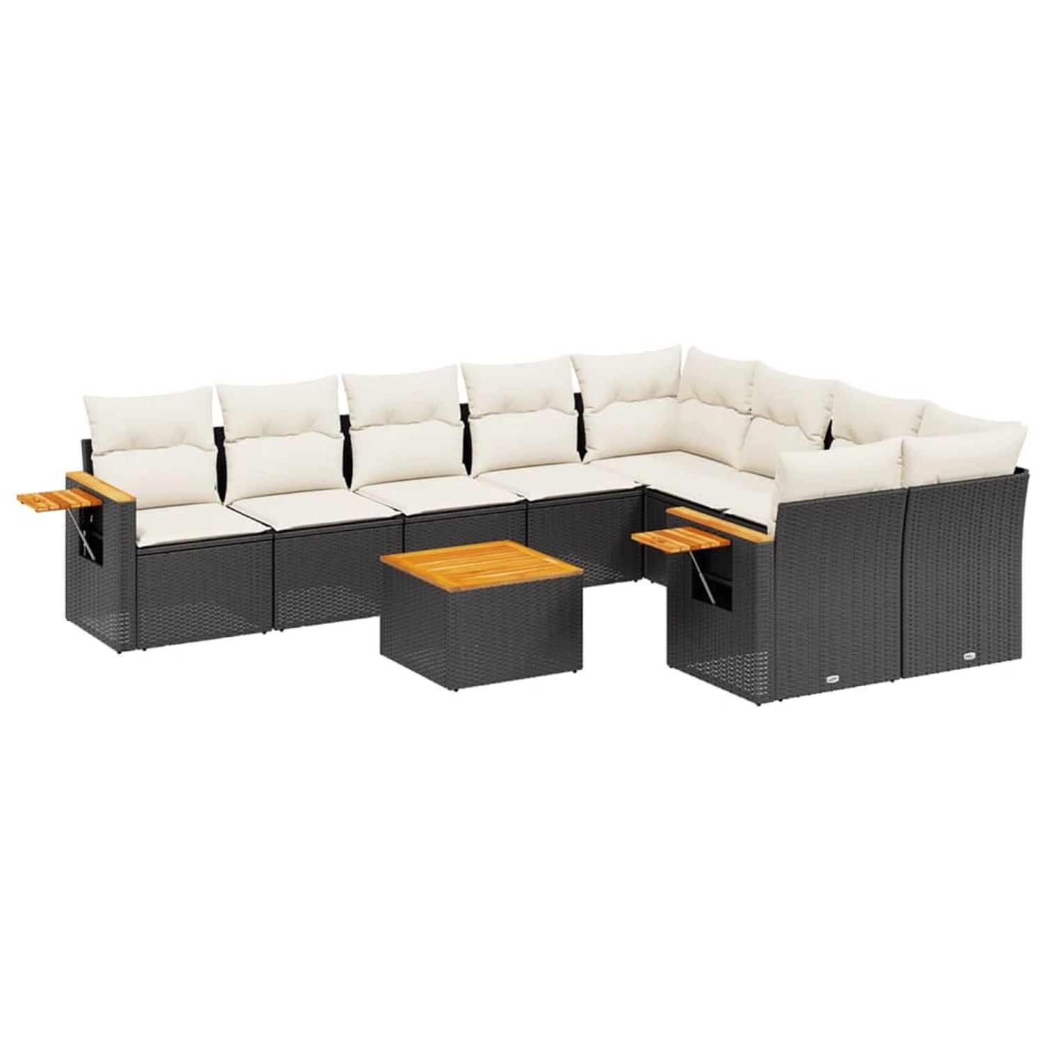vidaXL 10-Tlg Garten-Sofagarnitur mit Kissen Schwarz Poly Rattan 3259550 günstig online kaufen