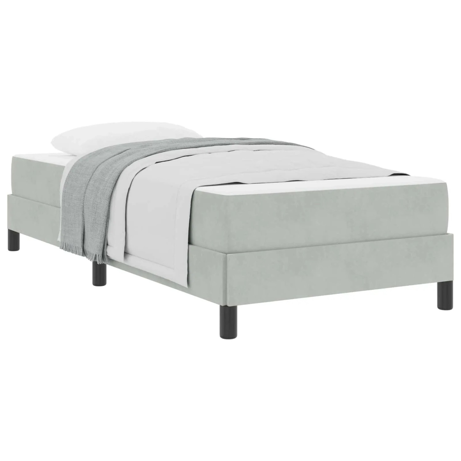 vidaXL Boxspringbett mit Matratze Hellgrau 100 x 210 cm Stoff 3398731