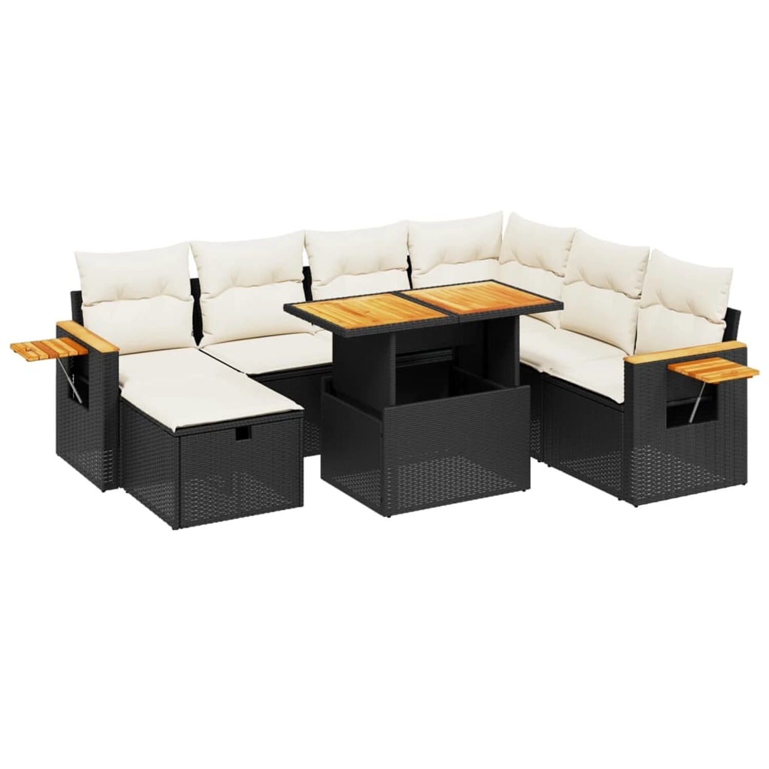 vidaXL 8-Tlg Garten-Sofagarnitur mit Kissen Schwarz Poly Rattan 3276157 günstig online kaufen