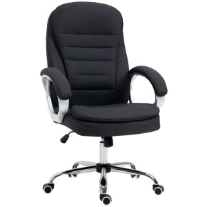 Vinsetto Bürostuhl, schwarz, mit Wippfunktion und verstellbarer Höhe.