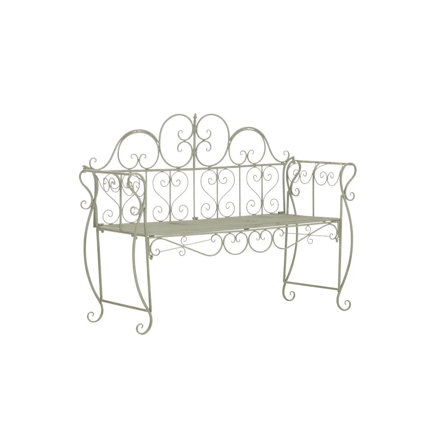 DELUKE Gartenbank LENAR Metall Grünfarbig 128x46x94cm Metallbank Garten 2 Seitzer Bank Terrasse Vintage Antik Gartenbank