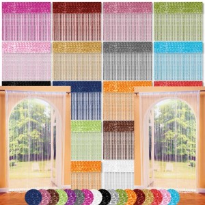 Bestlivings Fadenvorhänge, 2er-Pack, hellgrün und weitere Farben als Türvorhang oder Fensterdekoration.