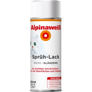 Alpina Alpinaweiß Sprühlack, 400ml, glänzend. Weißlack-Spray für Holz, Metall & Kunststoff.