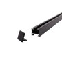 Schwarze 1-Lauf Gardinenschiene Square mit Endkappe für Deckenmontage. Robustes Material, 6mm Laufkanal.